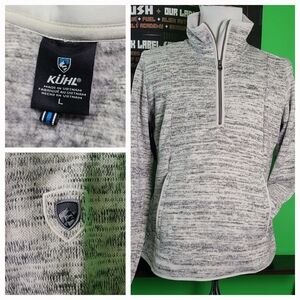 KÜHL Fleece Pullover Quarter Zip Jacket Men’s LARGE Heather Gray Outdoor